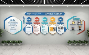 六边形蜂窝造型发展历程文化墙模板定制