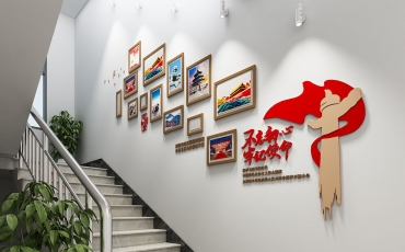 新时代中国特色社会主义思想党建引领楼梯文化墙