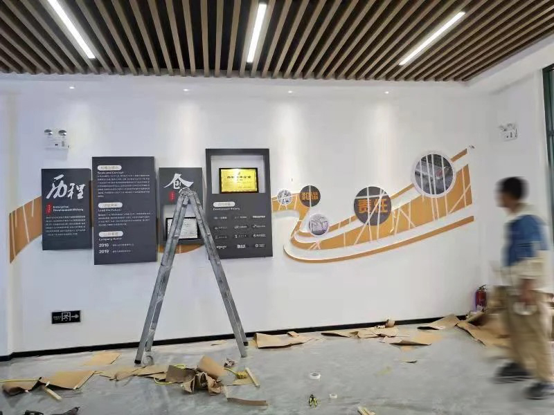 简约企业简介/发展历程文化墙案例效果图赏析(图2)