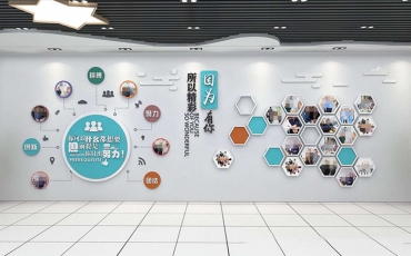 蜂窝造型企业员工风采照片墙模板