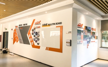 摩行天下前台形象墙与文化墙制作