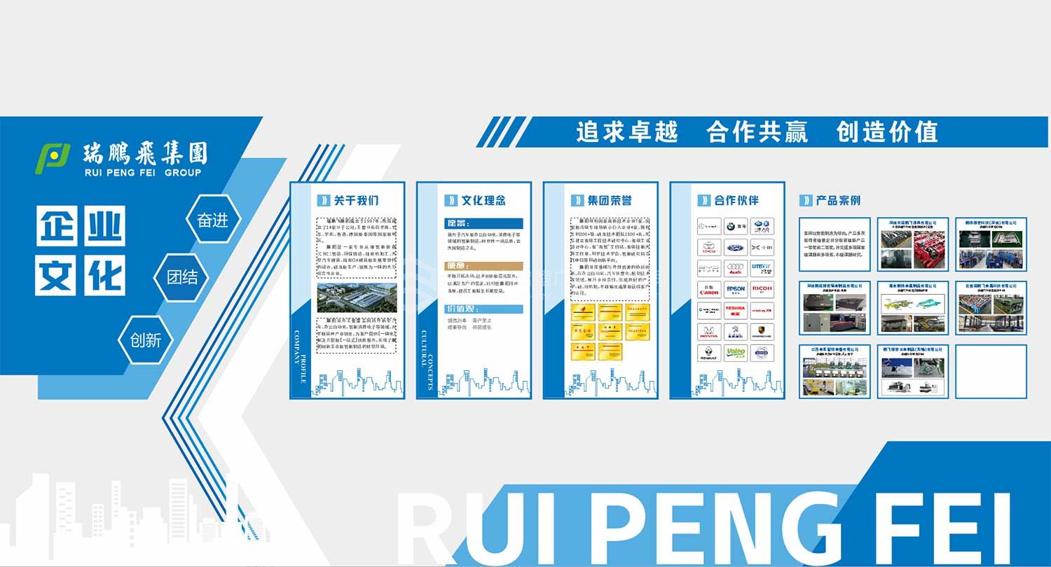 广州瑞鹏飞模具公司文化墙设计上墙实例效果图(图4)
